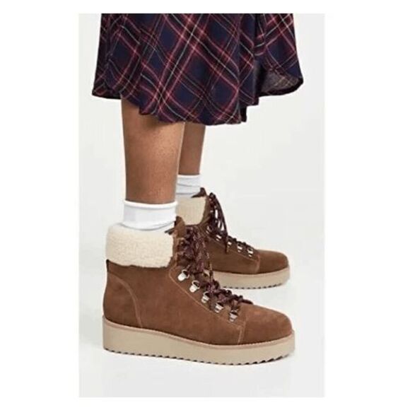 Sam Edelman Franc Hiking Boot with Faux Shearling Trim, Women's Sz 8.5 - Picture 1 of 8
